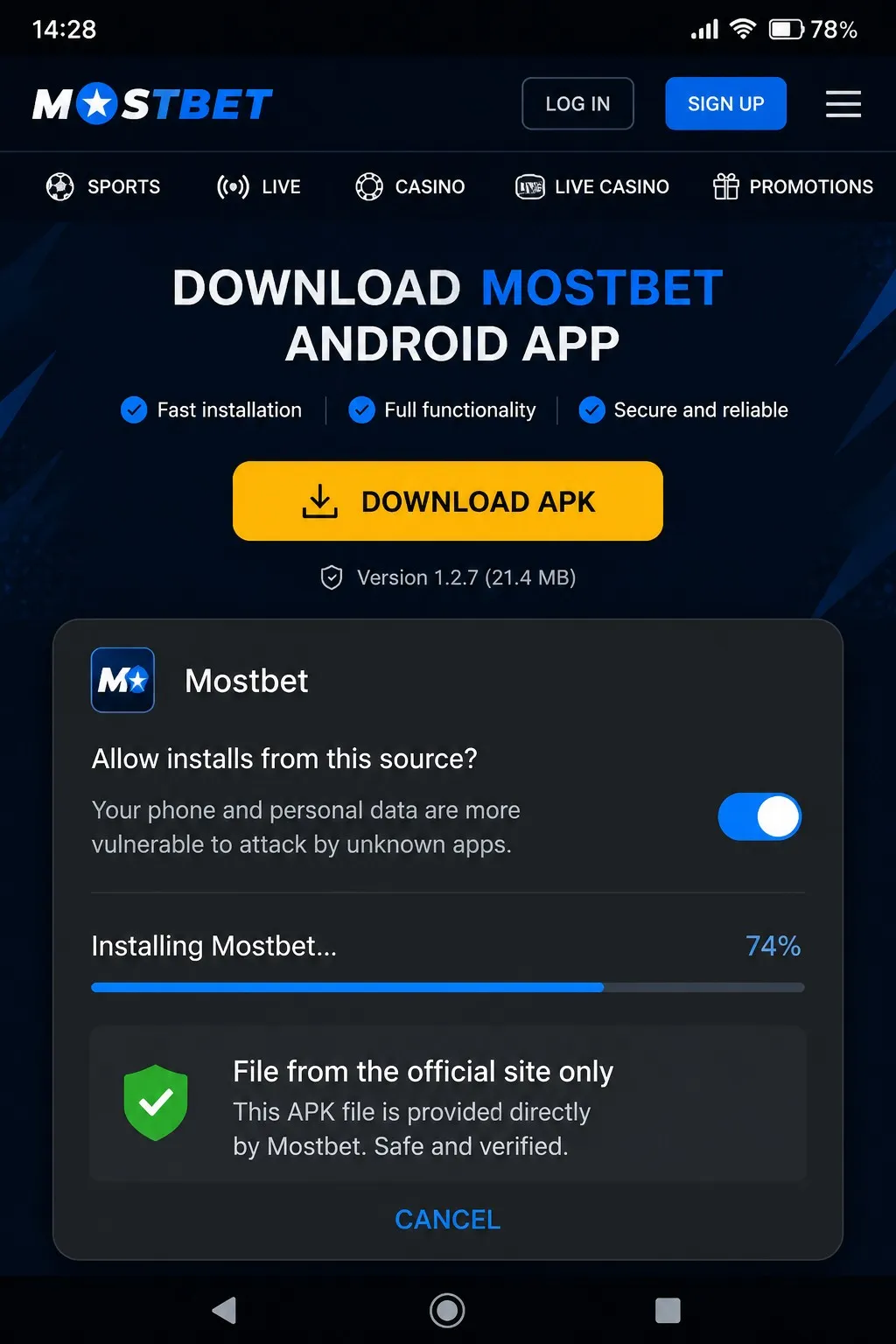 Mostbet APK download — Android install route from official site