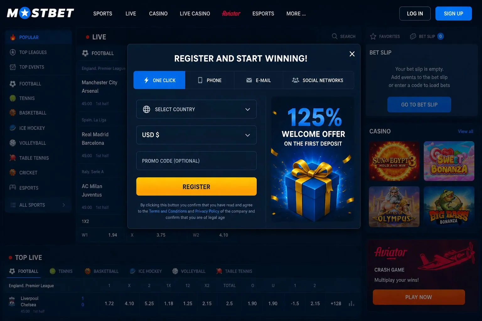Mostbet registration — account setup, currency choice and verification